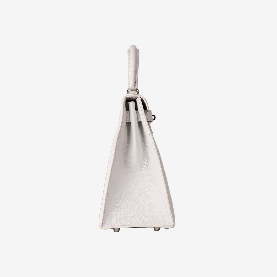 Hermès Kelly 28 in White Epsom Leather with Palladium-Plated Hardware