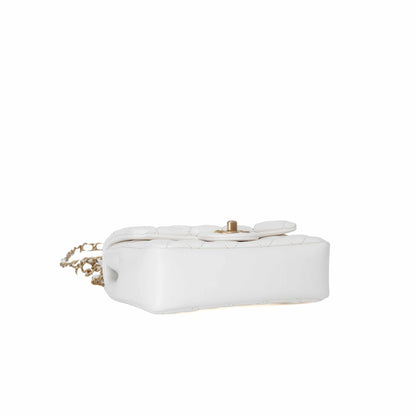 Chanel Pearl Crush Mini Square in White Lambskin Leather with Gold Hardware