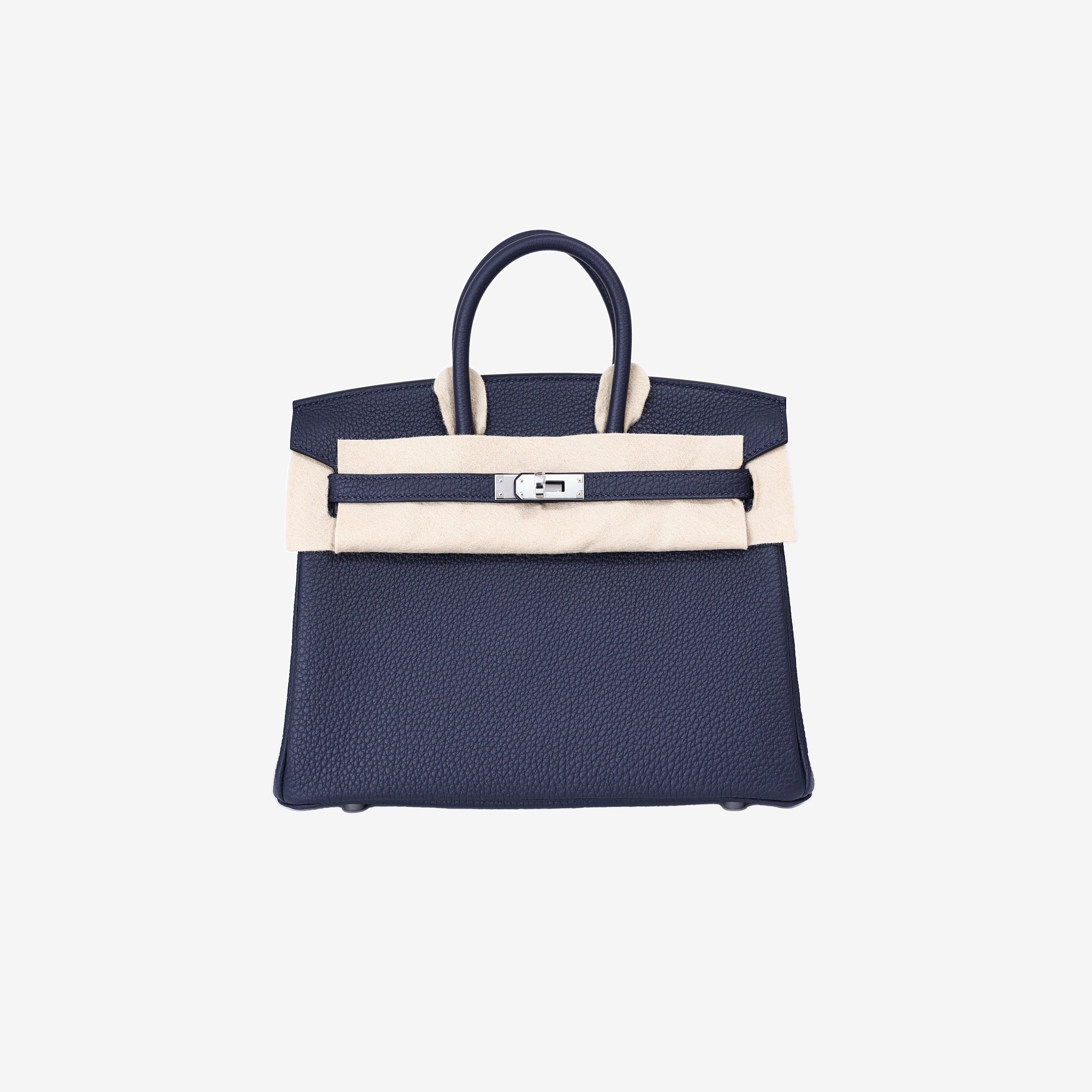 Hermès Birkin 25 in Bleu Nuit Togo Leather with Palladium Hardware front view