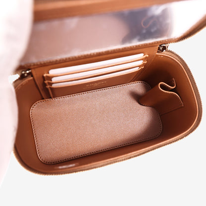 Chanel Vanity Case in Brown Lambskin with Gold Hardware