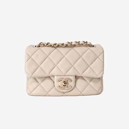 Chanel Sweetheart Flap Bag in Beige Caviar Leather with Gold Hardware