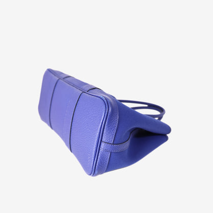 Hermès Garden Party 30 in Bleu Negonda Leather/Canvas with Palladium-Plated Hardware