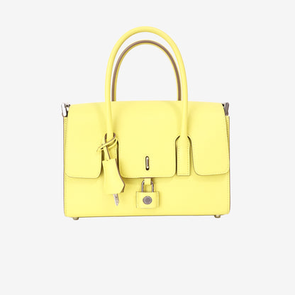 Hermès New Drag 22 in Lime Yellow Evercolor Leather with Palladium Hardware front view