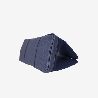 Hermès Garden Party 30 in Bleu Indigo Toile Canvas with Palladium Hardware bottom side view