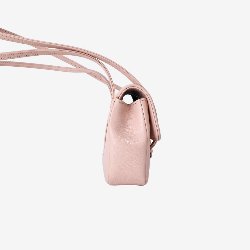Chanel Preppy Mini Flap Bag by Matthieu Blazy in Pink Caviar Leather with Gold Hardware