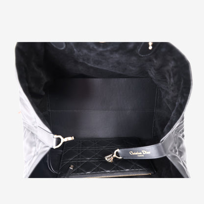 Dior Large Toujours Bag in Black Calfskin Leather with Gold Hardware