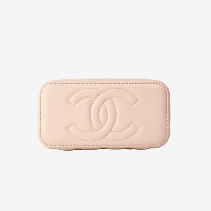 Chanel Small Top Handle Vanity Case with Chain in Pink Lambskin Leather with Gold Hardware