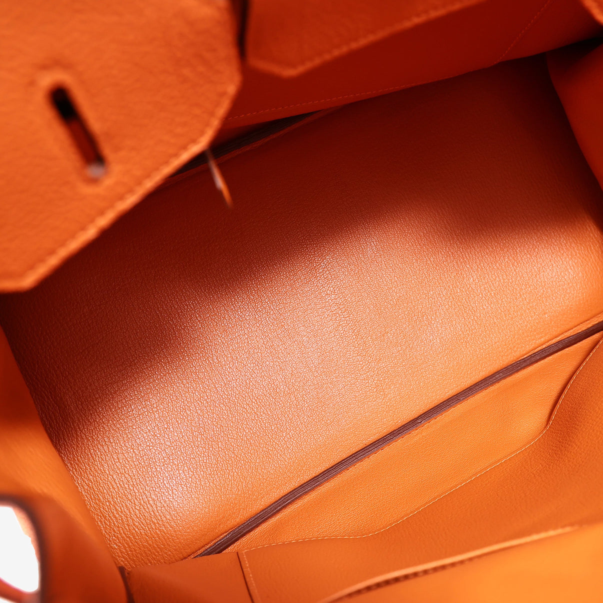 Hermès Birkin 35 in Orange Togo Leather with Palladium Hardware interior view
