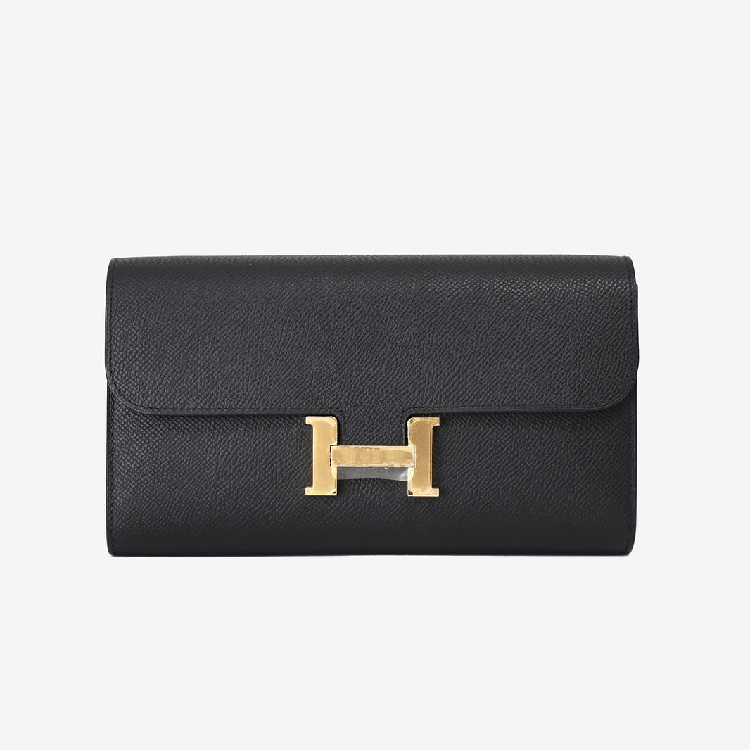 Hermès Constance To Go in Noir Epsom Leather with Palladium Hardware front view