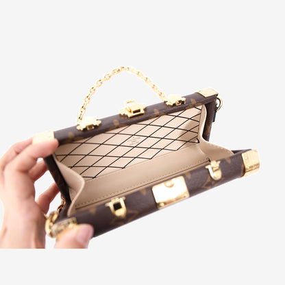 Louis Vuitton Vanity Case PM in Brown Monogram Coated Canvas with Gold Hardware