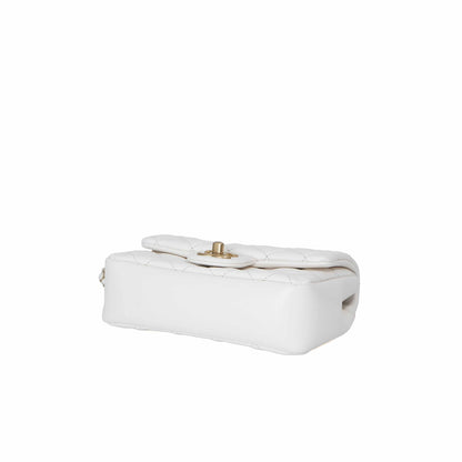 Chanel Pearl Crush Mini Square in White Lambskin Leather with Gold Hardware