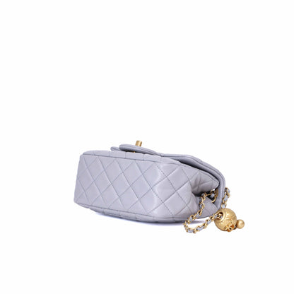 Chanel Pearl Crush Mini Square in Grey Lambskin with Gold Hardware (Contact to Enquire)