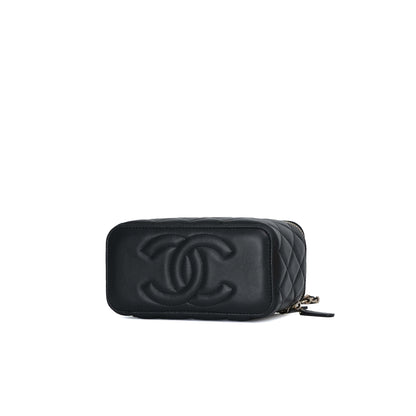 Chanel Small Top Handle Vanity Case With Chain in Black Lambskin with Gold Hardware (Contact to Enquire)