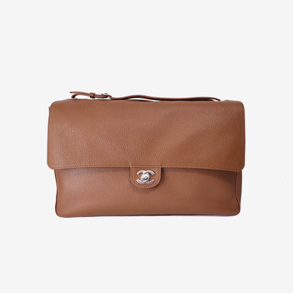 Chanel 26A Matthieu Blazy Maxi Flap Bag 38.5 in Camel Calfskin Leather with Silver Hardware (Contact to Enquire)