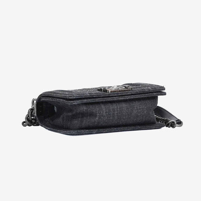 Chanel Boy Bag Small in Grey Denim with Palladium Hardware