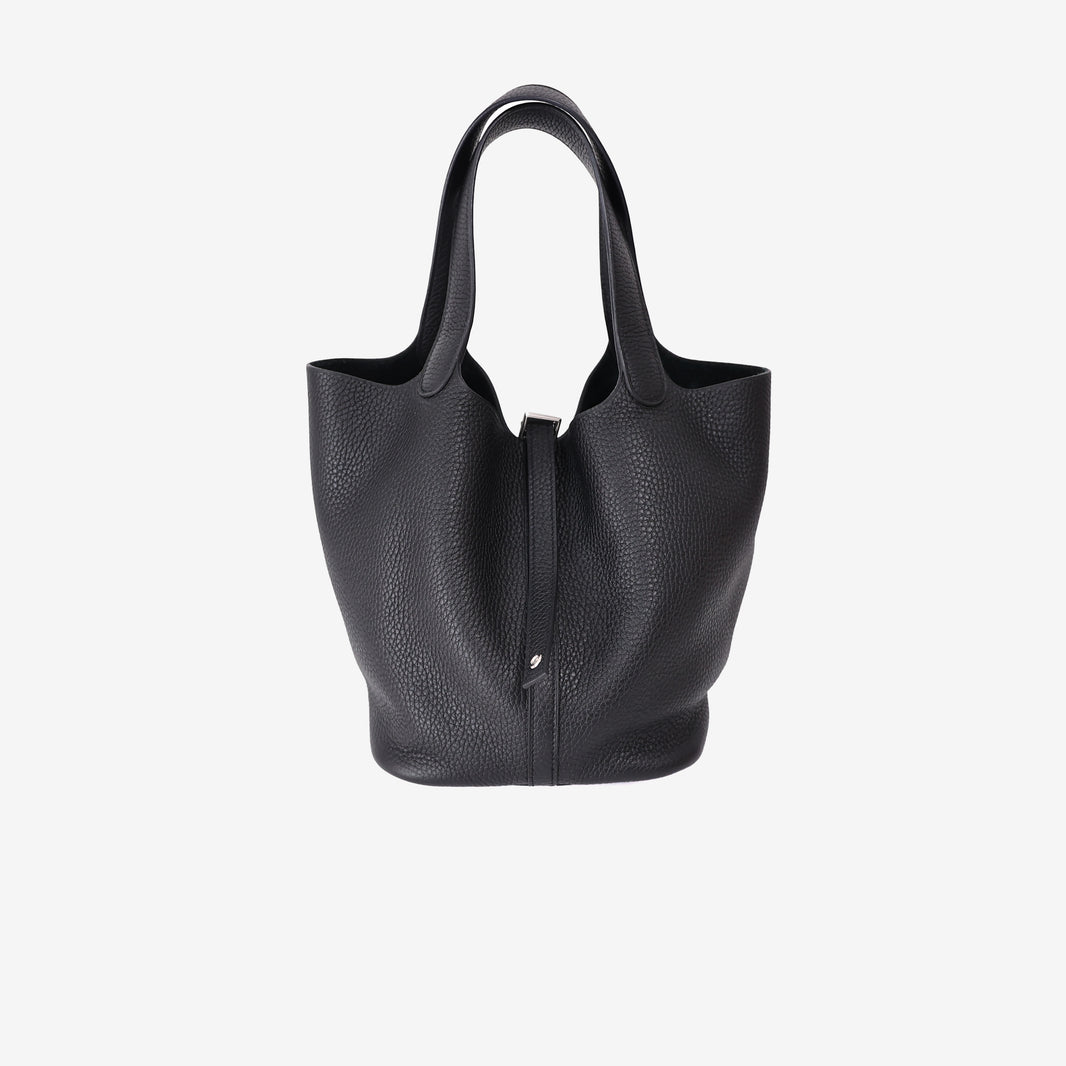 Hermès Picotin 22 in Noir Clemence Leather with Palladium Hardware