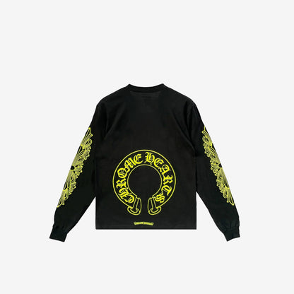Chrome Hearts Neon Yellow Horseshoe Long Sleeve T-Shirt in Cotton (Size S)