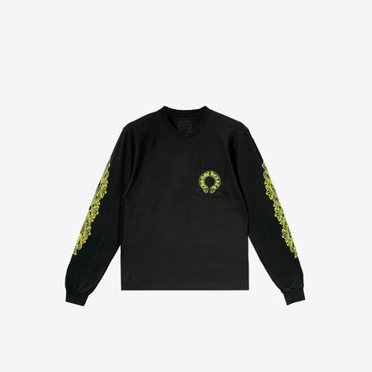 Chrome Hearts Neon Yellow Horseshoe Long Sleeve T-Shirt in Cotton (Size S)