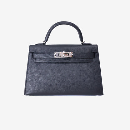 Hermès Mini Kelly in Noir Epsom Leather with Palladium-Plated Hardware