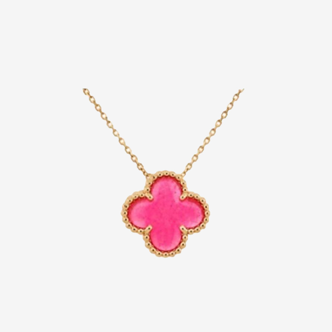 Van Cleef & Arpels Vintage Alhambra Pendant in 18k Yellow Gold & Pink Enamel