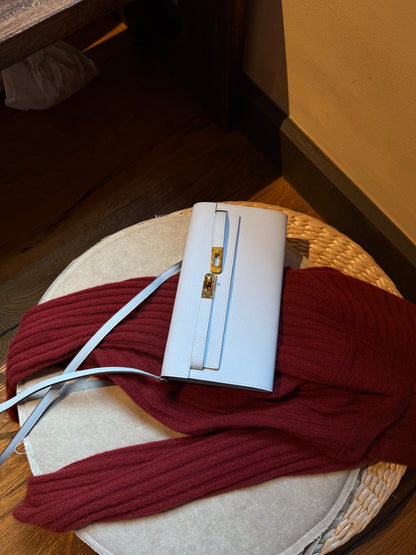 Hermès Kelly To Go Wallet in Bleu Epsom Leather with Gold-Plated Hardware
