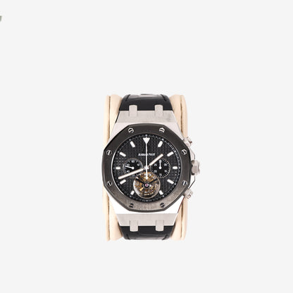 Audemars Piguet Royal Oak Tourbillon Chronograph in Stainless Steel with Black Dial and Alligator Leather Strap