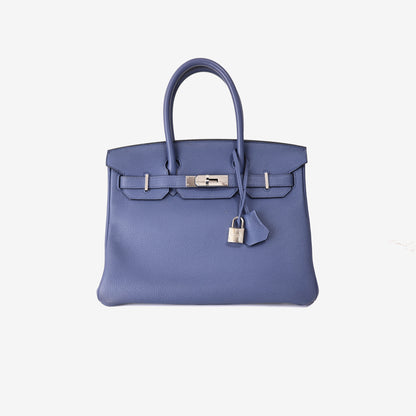 Hermès Birkin 30 in Bleu Togo Leather with Palladium-Plated Hardware