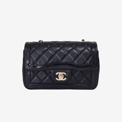 Chanel Mini Flap in Black Lambskin/Patent Leather with Gold Hardware (Contact to Enquire)