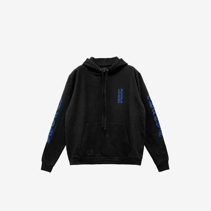 Chrome Hearts Vertical Logo Hoodie in Black & Blue Cotton (Size M)