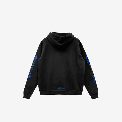 Chrome Hearts Vertical Logo Hoodie in Black & Blue Cotton (Size M)