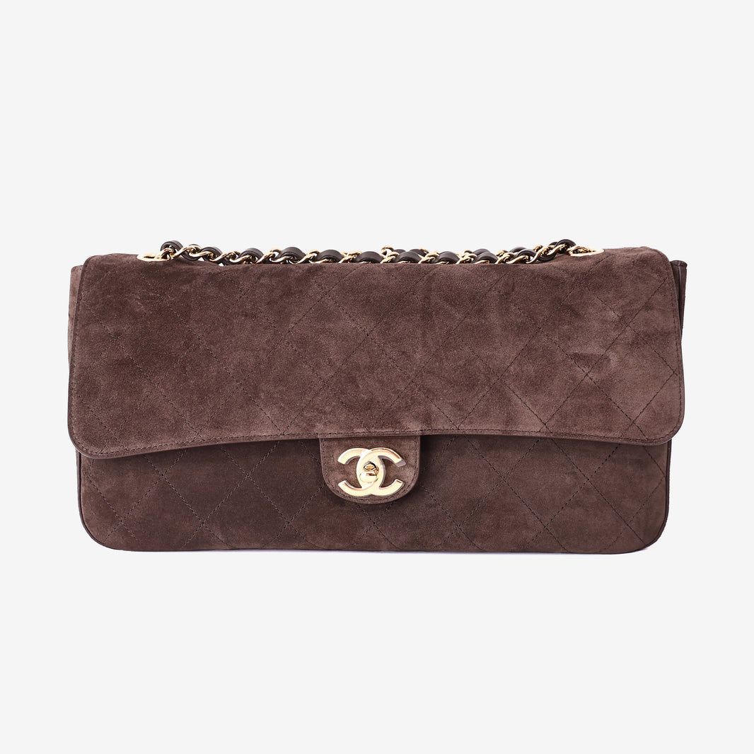Chanel 26A Matthieu Blazy Maxi Flap Bag in Dark Brown Suede Calfskin Leather with Gold Hardware (Contact to Enquire)