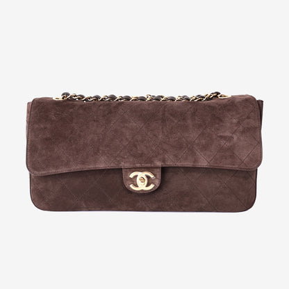 Chanel 26A Matthieu Blazy Maxi Flap Bag in Dark Brown Suede Calfskin Leather with Gold Hardware (Contact to Enquire)