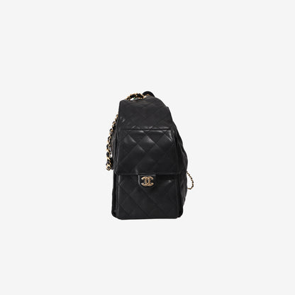 Chanel 25 Bag Medium in Black Caviar Leather with Gold Hardware