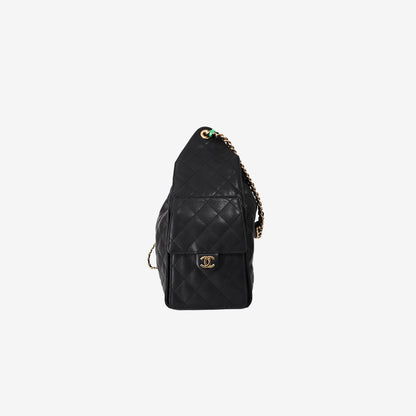 Chanel 25 Bag Medium in Black Caviar Leather with Gold Hardware