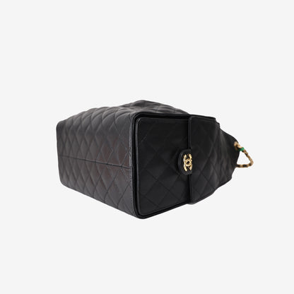 Chanel 25 Bag Medium in Black Caviar Leather with Gold Hardware