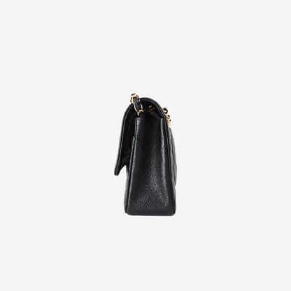 Chanel Classic Double Flap Medium in Black Caviar Leather with Gold Hardware