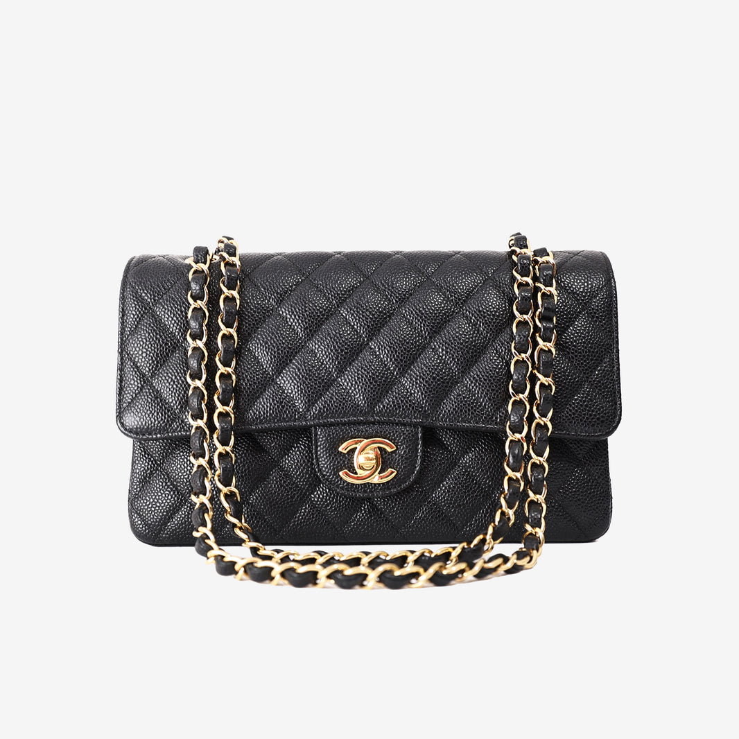 Chanel Classic Double Flap Medium in Black Caviar Leather with Gold Hardware (Contact to Enquire)