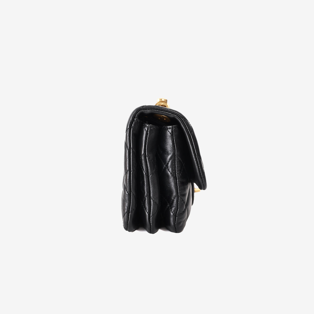 Chanel Small Pillow Crush Flap Bag in Black Quilted Lambskin with Gold Hardware