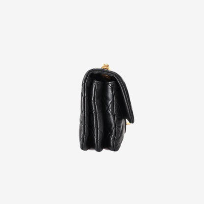 Chanel Small Pillow Crush Flap Bag in Black Quilted Lambskin with Gold Hardware