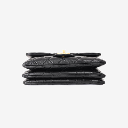 Chanel Small Pillow Crush Flap Bag in Black Quilted Lambskin with Gold Hardware