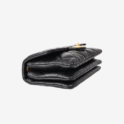 Chanel Small Pillow Crush Flap Bag in Black Quilted Lambskin with Gold Hardware