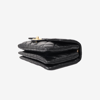 Chanel Small Pillow Crush Flap Bag in Black Quilted Lambskin with Gold Hardware