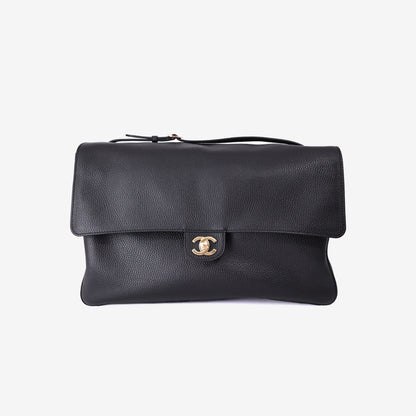 Chanel 2026 Matthieu Blazy Maxi Oversized Flap Bag 38.5 (Airport Bag) in Black Grained Calfskin with Gold Hardware (Contact to Enquire)