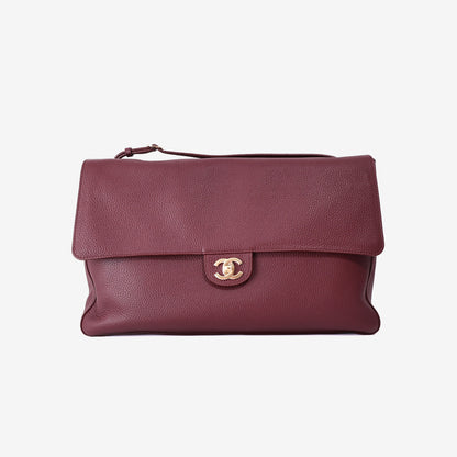 Chanel 2026 Matthieu Blazy Maxi Oversized Flap Bag 38.5 (Airport Bag) in Burgundy Grained Calfskin with Gold Hardware (Contact to Enquire)