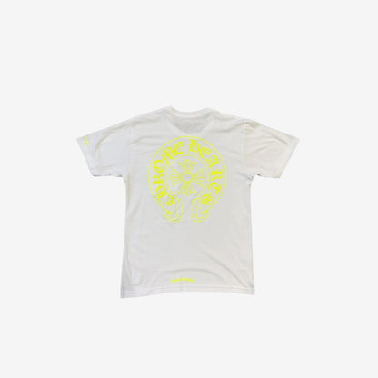 Chrome Hearts Neon Yellow Horseshoe Pocket Short Sleeve T-Shirt in White (Size S)
