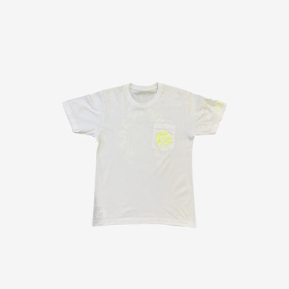 Chrome Hearts Neon Yellow Horseshoe Pocket Short Sleeve T-Shirt in White (Size S)
