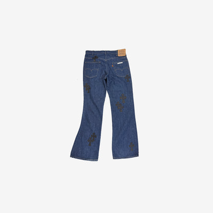 Chrome Hearts x Levi’s Cross Patch Vintage Denim Jeans in Dark Blue (Size 32/175)