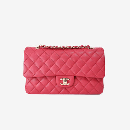 Chanel Medium Classic Double Flap Bag in Pink Caviar Leather with Gold Hardware
