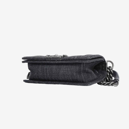 Chanel Boy Bag Small in Grey Denim with Palladium Hardware
