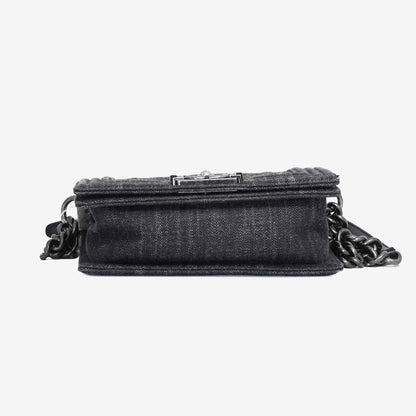 Chanel Boy Bag Small in Grey Denim with Palladium Hardware